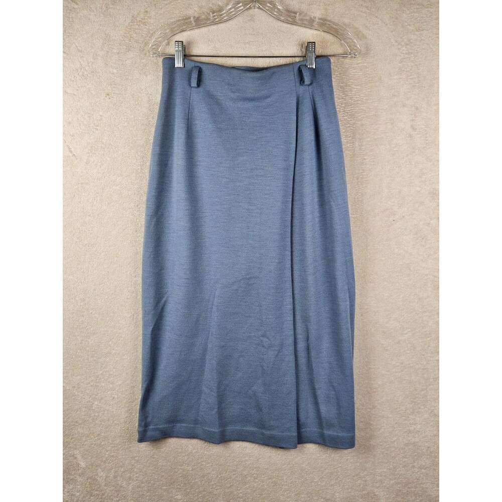 Vintage Bally U Collection Women's Lined 100% Wool Straight Skirt Blue Size M